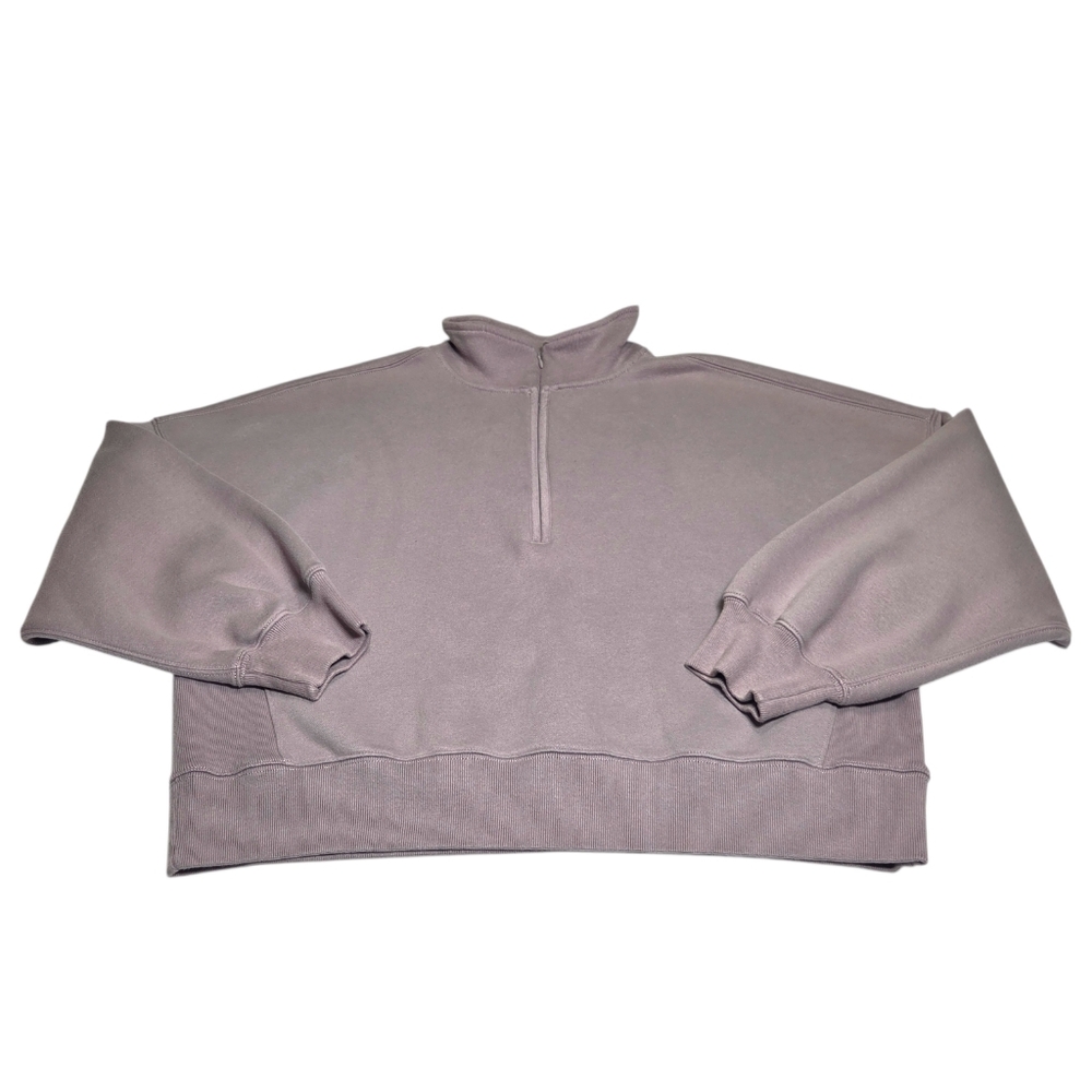 Abercrombie Sunday Half Zip Neutral Sweatshirt Taupe Gray Oversized A&F Max XL - Picture 4 of 13